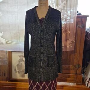 Karl Lagerfeld Black and Silver Knit Sweater